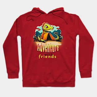 Camper with a giant lizard - Adventure with friends Hoodie